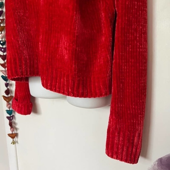 NWT SANCTUARY BRIGHT RED CHENILLE MOCK NECK SWEATER SIZE MEDIUM - Picture 5 of 9